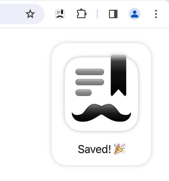 Saving a link from the Stache browser extension in Chrome by clicking the Stache icon in the browser's toolbar.